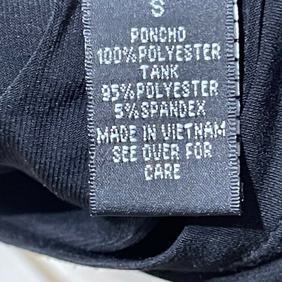 AGB Womens Poncho Style Top S Green & Black Polyester Blend Made In Vietnam - Picture 5 of 7